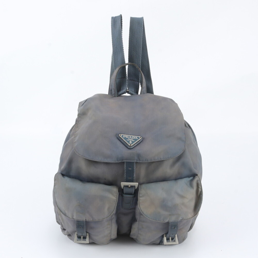 Prada Tessuto Nylon Triangle Logo Leather Backpack for Women